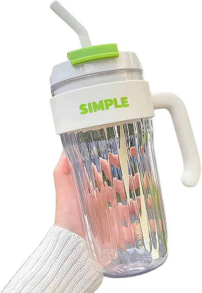 Simple Coffee Tumbler Leak-Resistant Lid & Handle with Straw (920 ml) - Jaiman Toys
