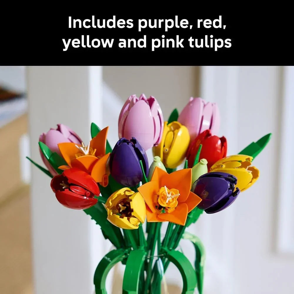 LEGO Botanicals 11501 Tulip Bouquet - Artificial Flowers Building Set for Adults - incl. 14 Faux Tulips in 5 Colours for Table & Home Decor - DIY Gift Idea for Women - Valentine's Day Treat