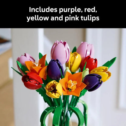 LEGO Botanicals 11501 Tulip Bouquet - Artificial Flowers Building Set for Adults - incl. 14 Faux Tulips in 5 Colours for Table & Home Decor - DIY Gift Idea for Women - Valentine's Day Treat
