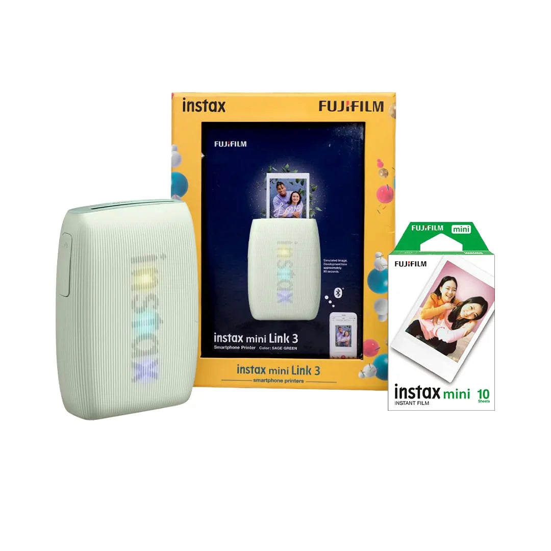 Fujifilm Instax Mini Link 3 Smartphone Photo Printer Starter Kit – Portable Instant Printer - Green