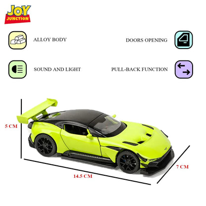 JOY JUNCTION Aston Martin Vulcan 1:32 Scale Alloy Metal Pullback Die-Cast Car – Lights, Engine Sound & Openable Doors - Jaiman Toys