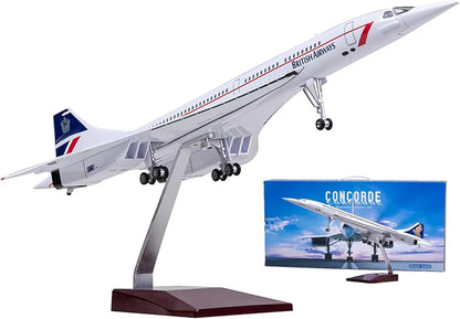 Diecast Concorde British Airways Aeroplane Model with Light – 6+ Years, Collectible Display Plane, White