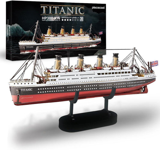 Piececool 226 Pieces Titanium Boat Model Metal 3D Puzzle 340 Stainless Steel 1:1 Collection Birthday Gift Model Kit for Adults