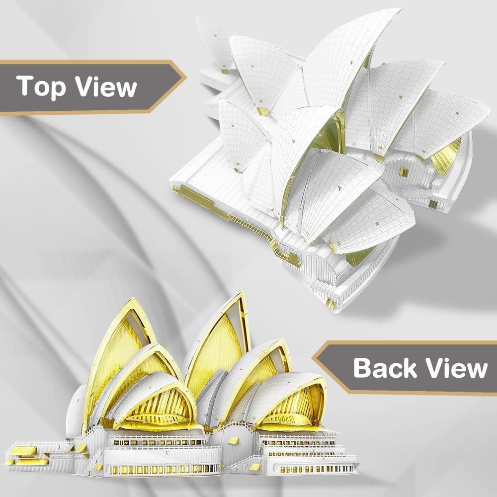 Piececool  3D Metal Puzzle Sydney Opera House Landmark Model – 122 Pieces – Level 4 Difficulty – Stainless Steel DIY Architecture Model Kit-Age16+