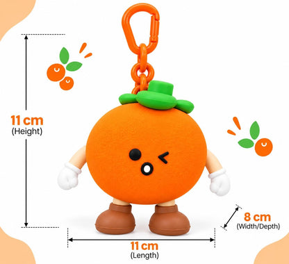 Cute Orange Fruit Silicone Mini Pouch Keychain | 3D Orange Bag Charm with Zipper Storage for Coins, Earbuds, Keys & Small Accessories