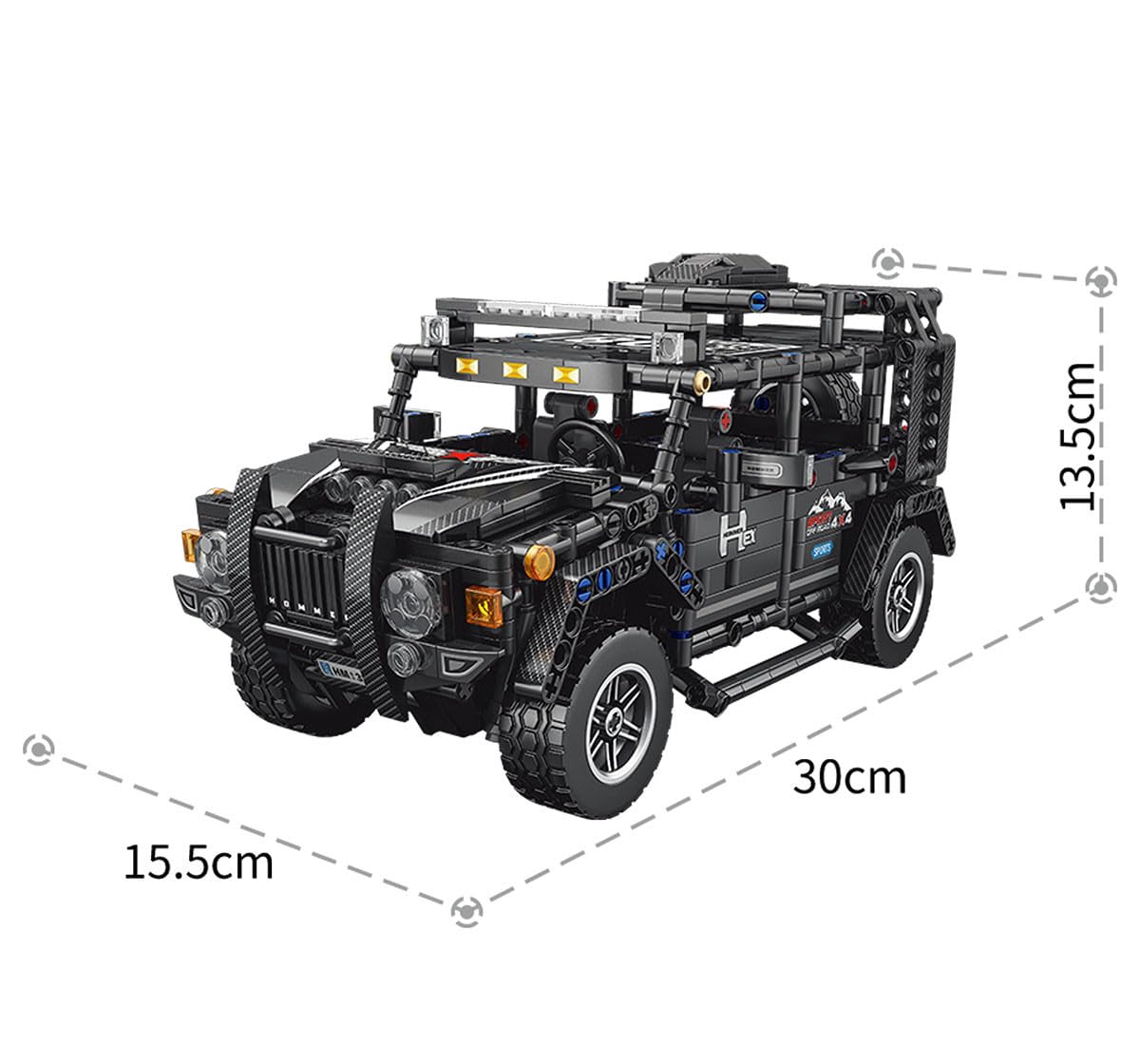 ThinkerPlace 1:14 DIY Blocks Pull-Back Jeep | Buildable STEM Construction Off-Road Toy Car for Kids 8+