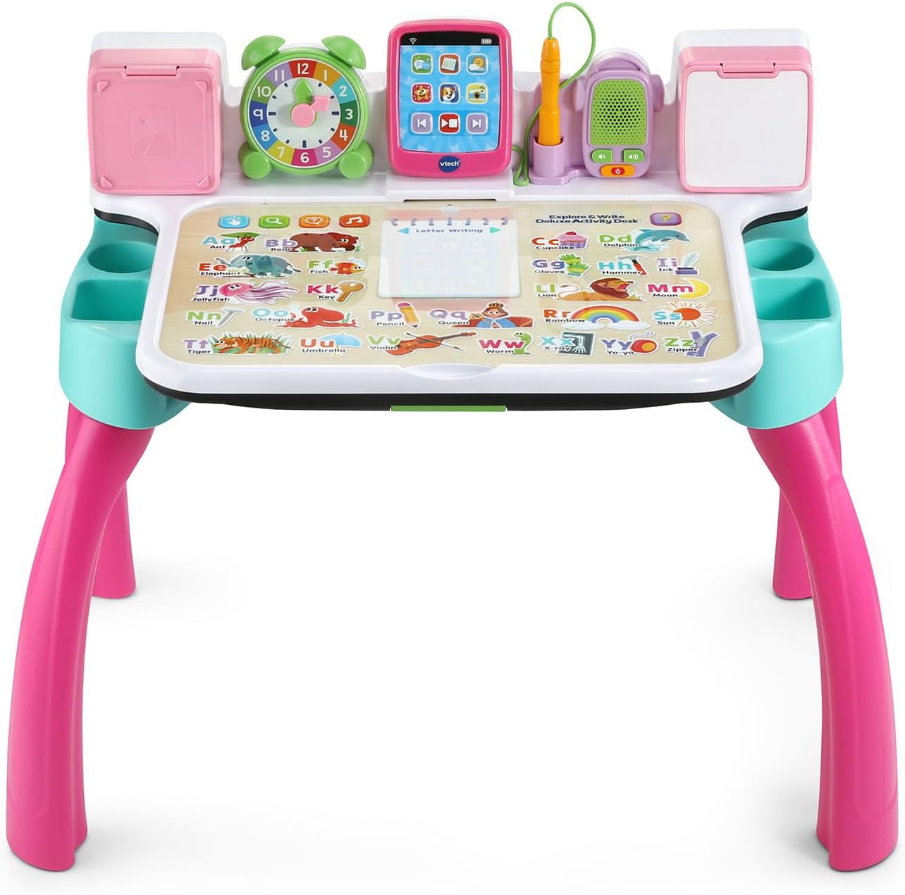VTech Explore & Write Deluxe Activity Desk Pink Interactive Learning Table with Stool & Stylus | Educational Toy for Toddlers