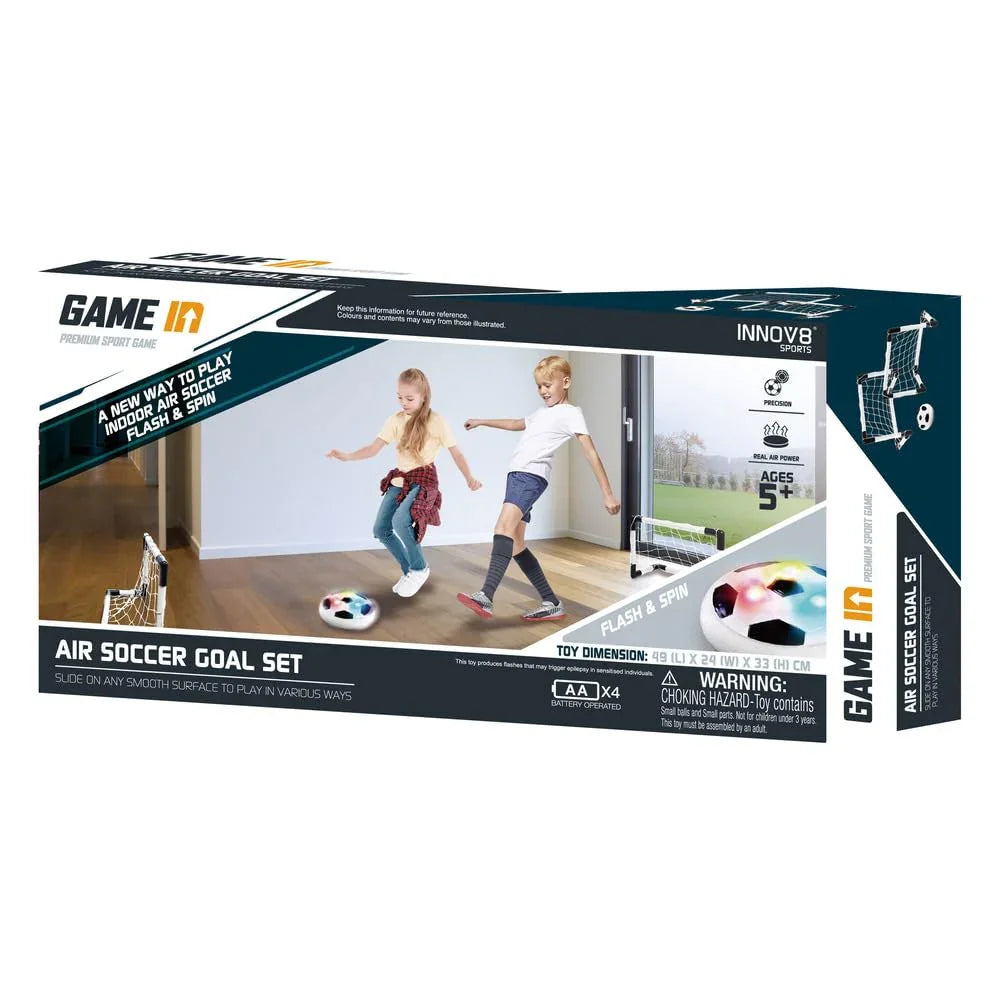 Innov8 Air Soccer Goalpost | Portable Training Net | Slide on Any Smooth Surface | Ages 5+ | Battery Operated with LED Lights | Quick Setup | Durable - Jaiman Toys