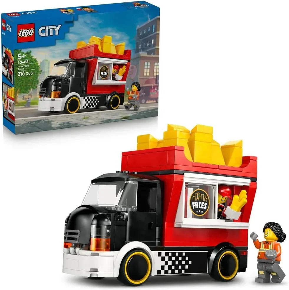 LEGO City 60488 Fries Food Truck Toy - Vehicle Model Kit w/Removable Shop, 2 Minifigures & Play Food Accessories - Birthday Gift Idea for 5+ Year Old Boys
