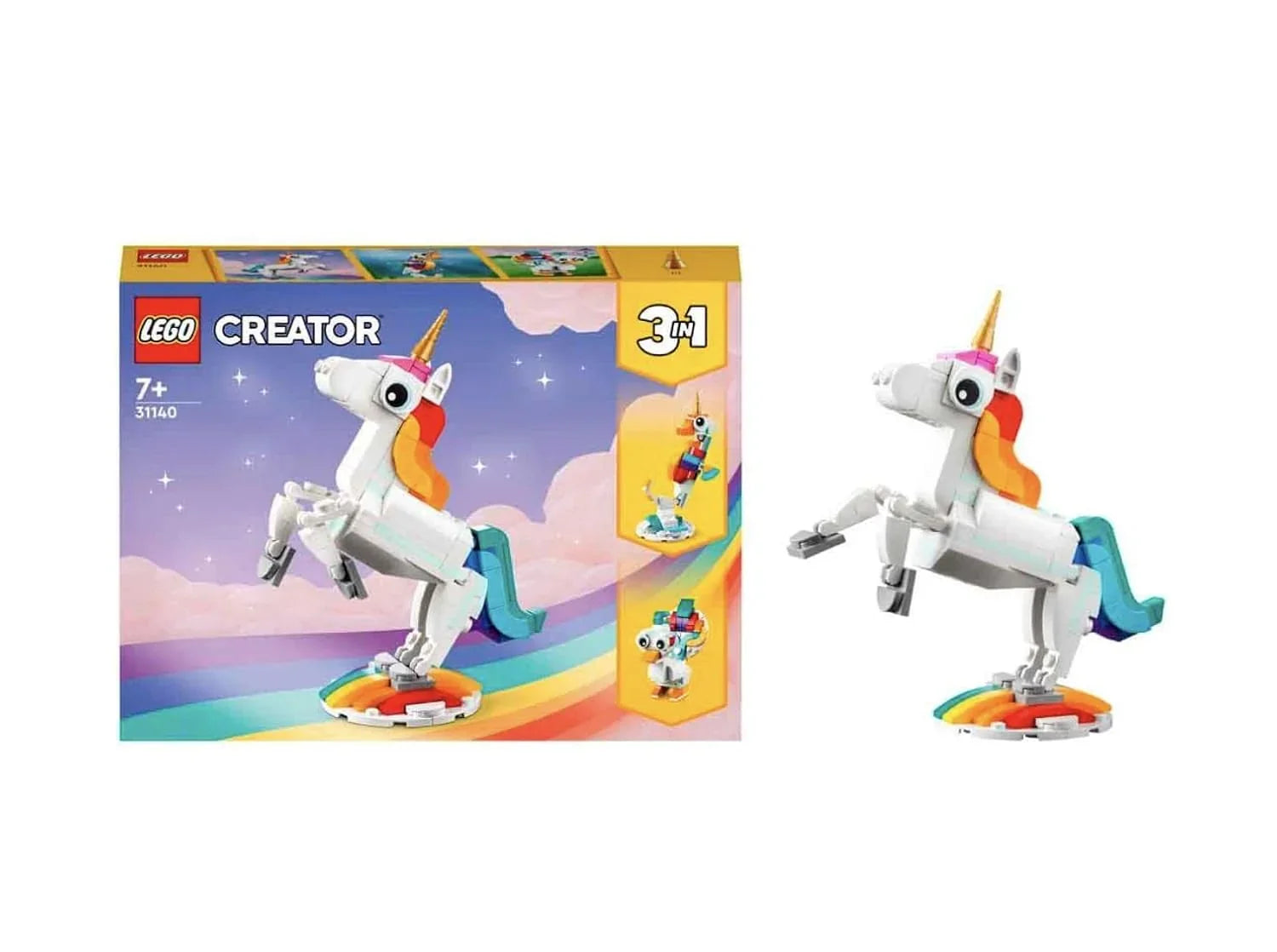 LEGO Creator Magical Unicorn 31140 Building Toy Set, with Unicorn, Seahorse and Peacock Models for Kids Aged 7+ - Jaiman Toys