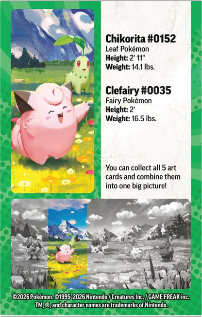 Pokémon TCG Mega Evolution Ascended Heroes Mini Tin – Clefairy & Chikorita – 2 Booster Packs + Sticker Sheet + Art Card – English Version