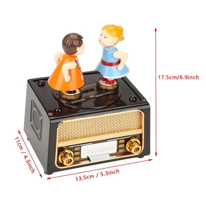Vintage Retro Music Box Lover Couple Kiss Music Box Valentine's Gift
