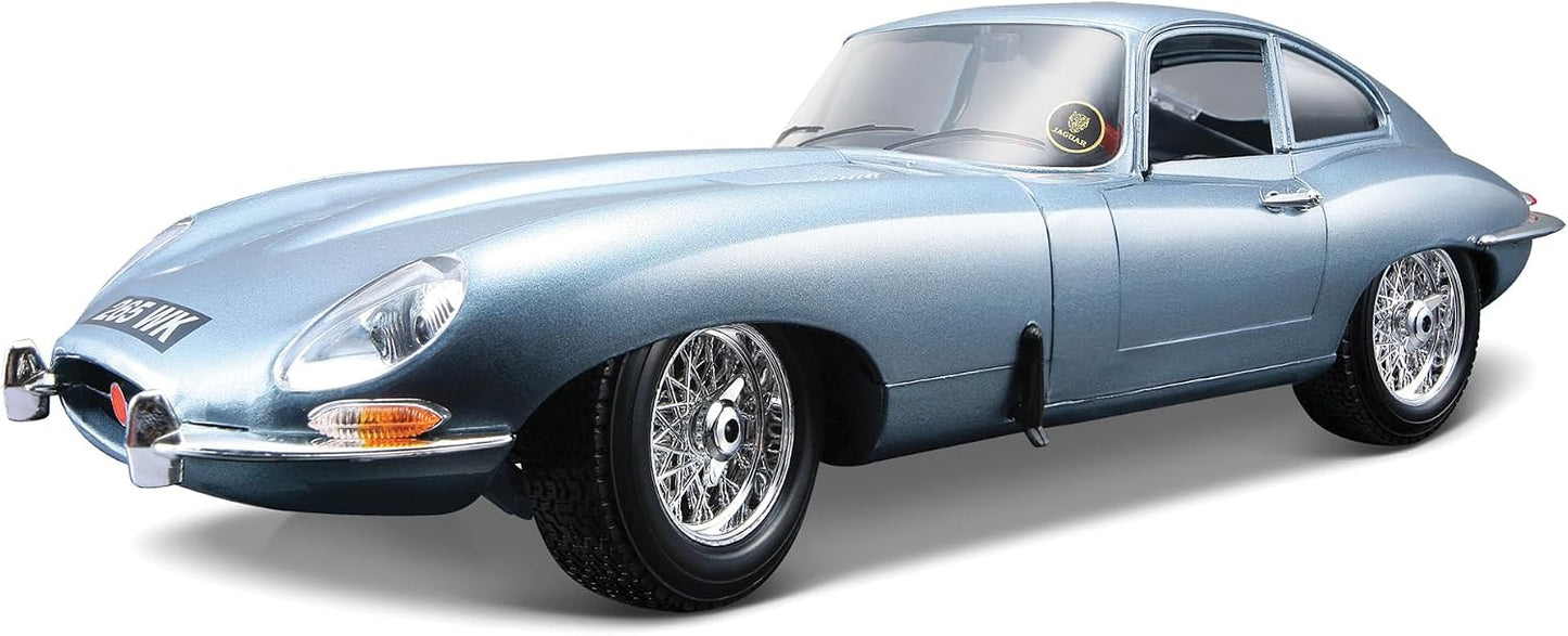 Bburago 1:18 Jaguar E-Type 1961 Coupe Die-Cast Model Car – Metallic Blue Classic Collectible