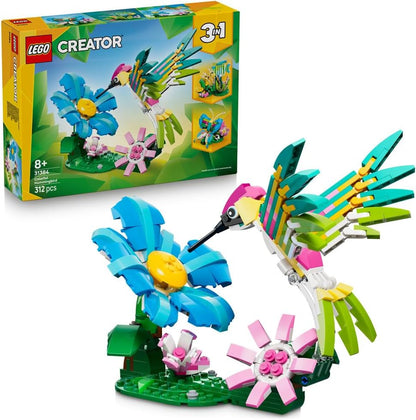 LEGO - 31384 Creator 3in1 Wild Animals: Colourful Hummingbird - Bird Toy Transforms into a Butterfly or Fish Figure - DIY Room Decor Idea - Creative Gift for 8+ Year Old Girls & Boys
