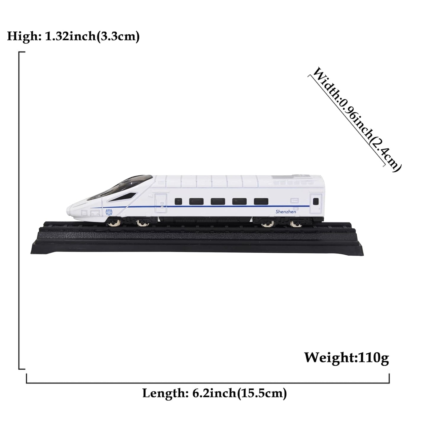 Shenzhen High-Speed Bullet Toy Train | Die-Cast Metal Railway Train with Display Base | White Train Toy for Kids & Collectors