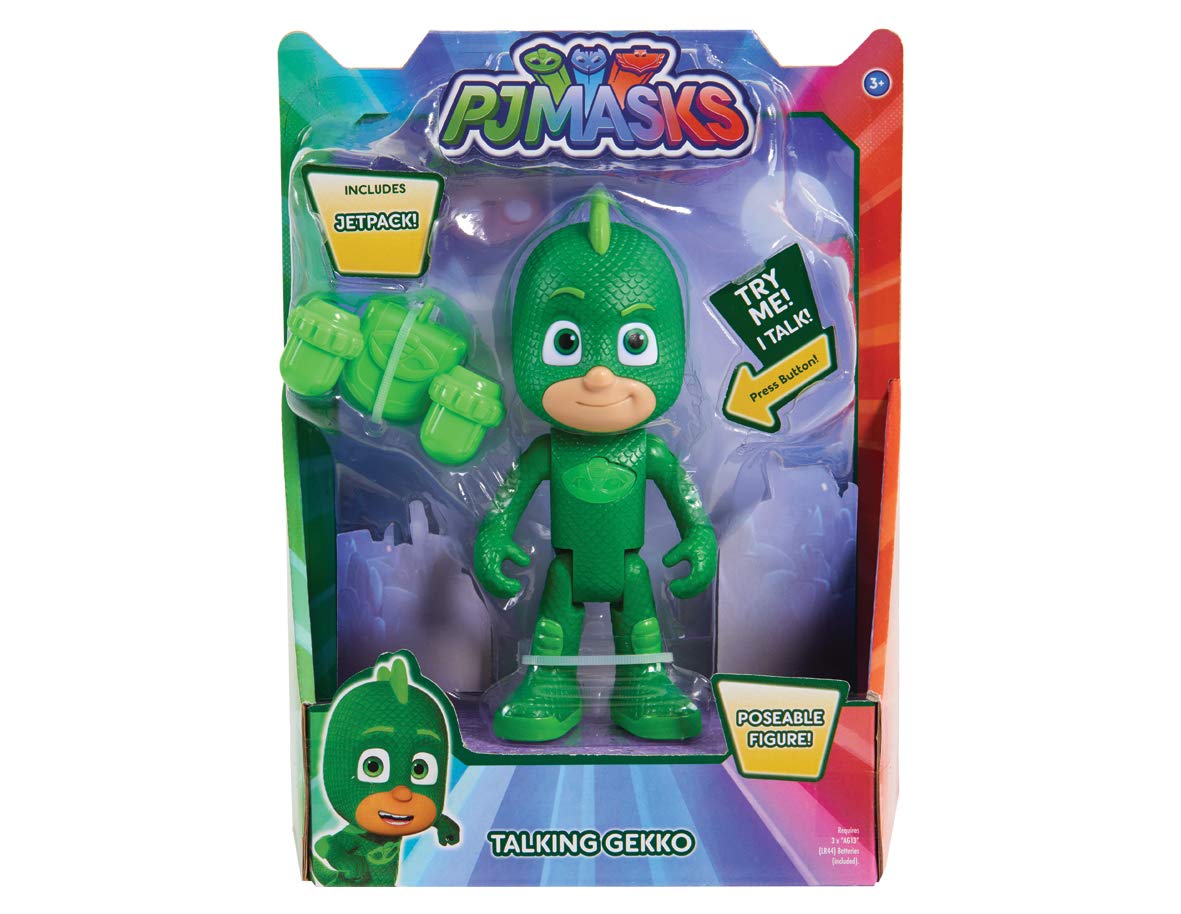 (Damaged Box) PJ Masks Talking Gekko Action Figure with Jetpack 6inch | Interactive Poseable Superhero Toy for Kids 3+