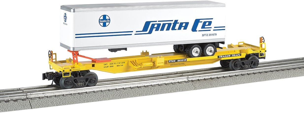 Williams by Bachmann Front Runner Intermodal Car with Santa Fe Trailer – O Scale 3-Rail Freight Car