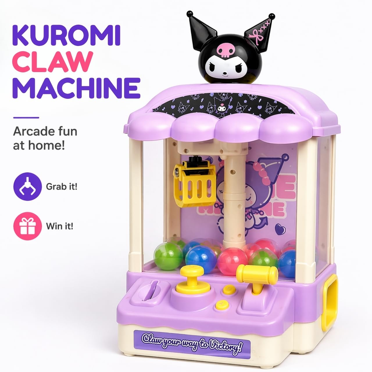 koromochi 様♡    カシャカシャおもちゃ Kuromi Claw Machine - Mini Arcade Grabber Toy with Music & Lights