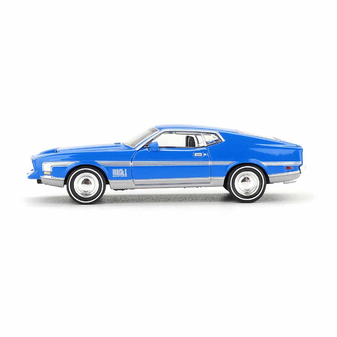 MINI GT 1:64 Ford Mustang Mach 1 Grabber Blue Die-Cast Model Car
