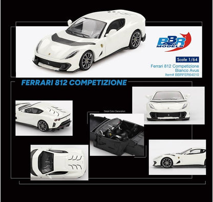 BBR Models 1:64 Ferrari 812 Competizione Bianco Avus White Limited Edition Die-Cast Model Car – Premium Sports Car Collectible