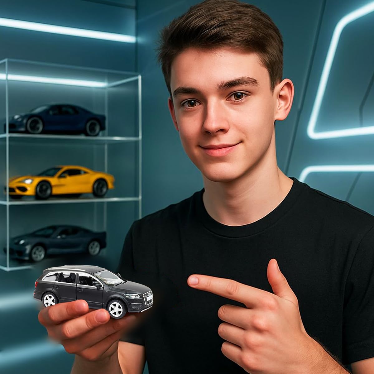 RMZ City 1:36 Audi Q7 V12 Diecast Car Model – Matt Black | Openable Doors, Sound & Light