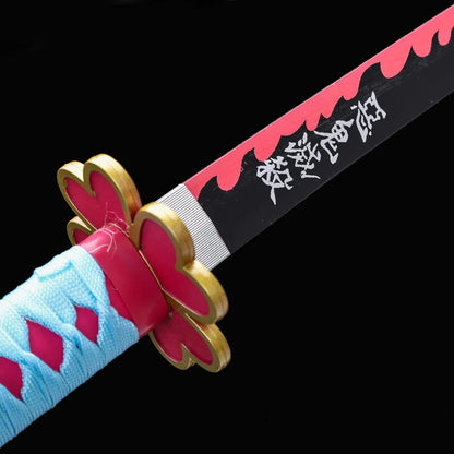Demon Slayer Mitsuri Kanroji Sword – Love Hashira Wooden Katana | Anime Cosplay Samurai Sword for Kids & Collectors (Pink & Aqua Handle, 104cm)