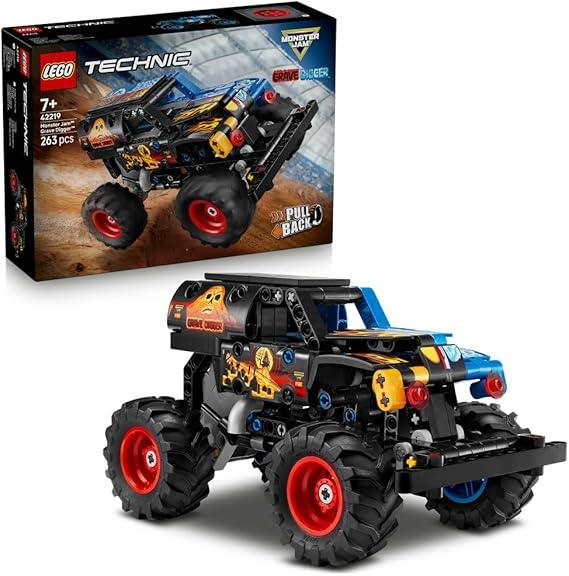 LEGO 42219 Technic Monster Jam Grave Digger Fire and Ice - Pull-Back Truck Toy - Race Car Model Kit w/Authentic Details - Birthday Gift for 7+ Year Old Boys, Girls & Fans