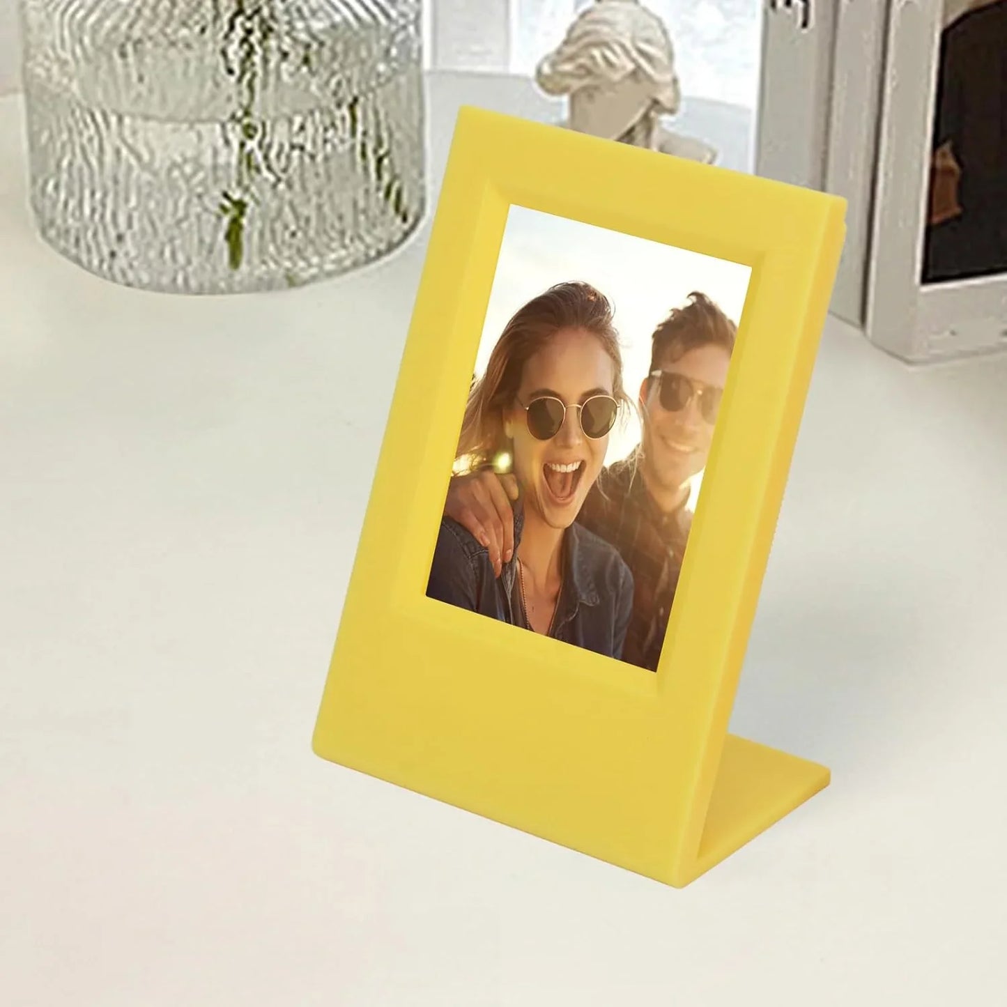 Modern Tilt – L-Shape Freestanding Photo Frame for Instax Mini Prints -Pink +Yellow - Jaiman Toys