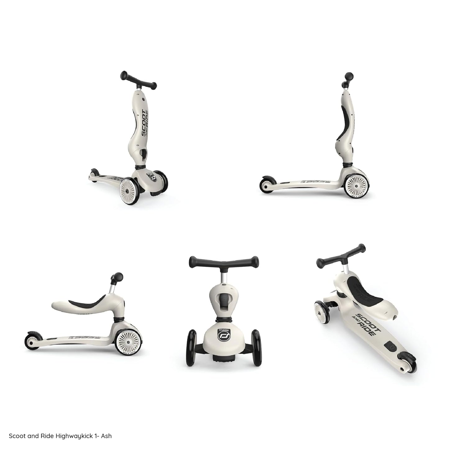 Scoot & Ride 2-in-1 Kids Scooter with Adjustable Seat & Handlebar, Stable & Safe Kickboard for Toddlers, Compact & Lightweight, 3-Wheel Design, Ages 1 to 5 Years, Highwaykick 1