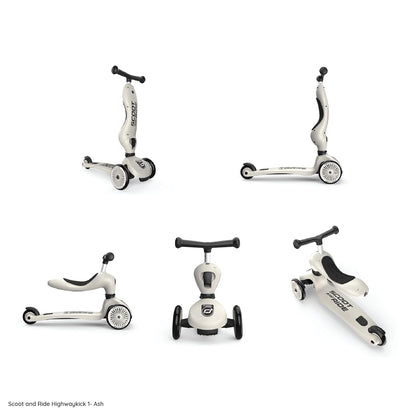 Scoot & Ride 2-in-1 Kids Scooter with Adjustable Seat & Handlebar, Stable & Safe Kickboard for Toddlers, Compact & Lightweight, 3-Wheel Design, Ages 1 to 5 Years, Highwaykick 1