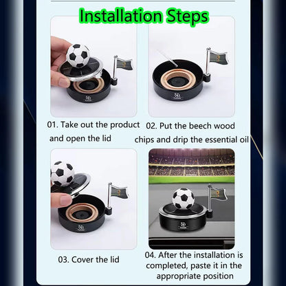 Solar Car Air Freshener – Football Design Fragrance Diffuser & Air Purifier for Car Dashboard and Home (Black)