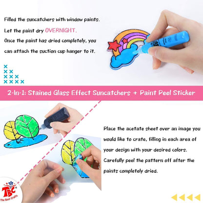 The Best Crafts Glitter Window Art Kit for Kids, 26 DIY Suncatcher Projects with 8 Window Paint Colors, Suction Cups & Design Patterns, Creative Arts & Crafts Activity Set for Boys & Girls Ages 6+, Birthday Gift