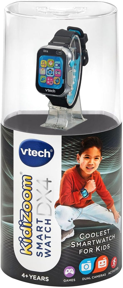 VTech KidiZoom Smartwatch DX4, Black | Kids Smart Watch with Dual Cameras, Games, Music Player, Activity Tracker, Photo & Video Recorder | Educational Smartwatch