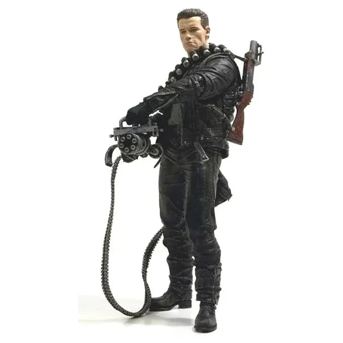 Terminator 2 T-800 Judgment Day 7-Inch Action Figure – Collectible with Interchangeable Faces, 3 Guns, Bullet Bag & Grenade Belt