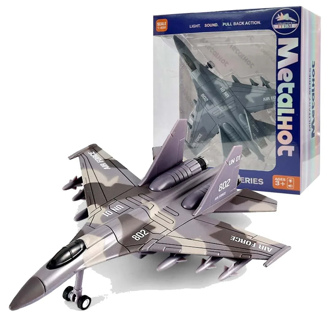 Airplane: 1:400 Scale Twin-Engine Air Superiority Jet with Light & Sound – Premium Die-Cast Collectible Plane (SU-35 Type) - Jaiman Toys