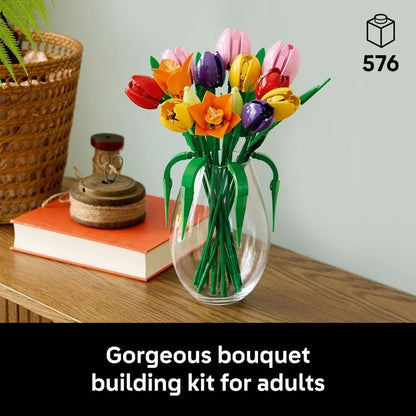 LEGO Botanicals 11501 Tulip Bouquet - Artificial Flowers Building Set for Adults - incl. 14 Faux Tulips in 5 Colours for Table & Home Decor - DIY Gift Idea for Women - Valentine's Day Treat