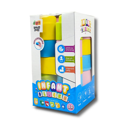 Zephyr Learning Steps Infant Building Blocks – 12 Soft & Squeezable Pieces, Ages 5 Months+