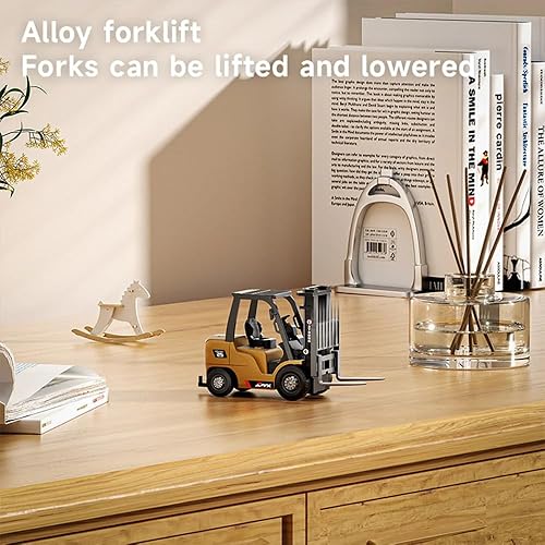 TRASPED 1:64 Scale RC Forklift Toy | 2.4GHz App & Remote Control Forklift with Lights & Sound | Alloy Construction Vehicle