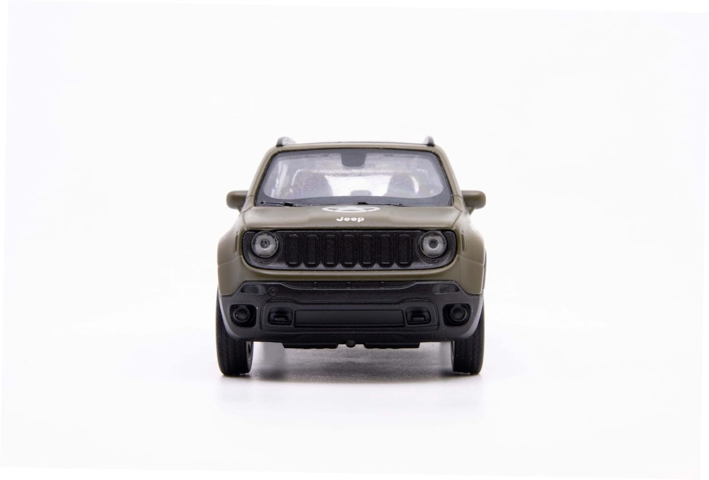 Welly 1:38 Jeep Renegade Military Green Die-Cast Model Car with Pull-Back Action & Openable Doors