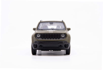 Welly 1:38 Jeep Renegade Military Green Die-Cast Model Car with Pull-Back Action & Openable Doors