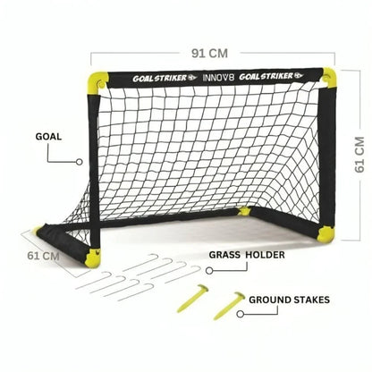 Innov8 Anywhere Soccer Match Set, Portable Football Goals with Ball, Pitch Markers, for Kids 5+ and Adults - Jaiman Toys