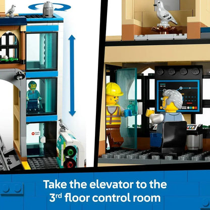 LEGO City 60469  Central Train Station Set with a Maintenance Vehicle Toy, Working Lift, Ticket Machine, 2 Platforms & a Track Piece, plus 6 Minifigures - Gift for 7+ Year Old Boys & Girls