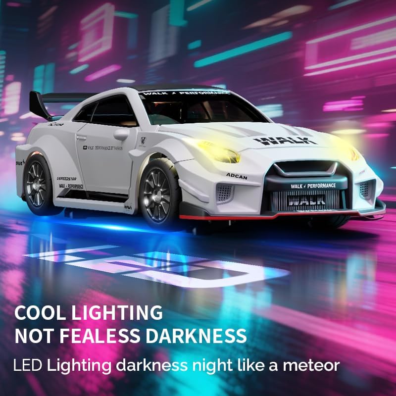 Hstar 1:43 RC Drift Car  2.4GHz 4WD Alloy 20 km/h High-Speed RC Racing Car with Gyro – (White)