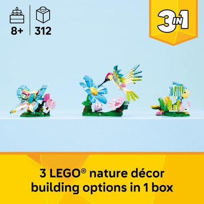 LEGO - 31384 Creator 3in1 Wild Animals: Colourful Hummingbird - Bird Toy Transforms into a Butterfly or Fish Figure - DIY Room Decor Idea - Creative Gift for 8+ Year Old Girls & Boys