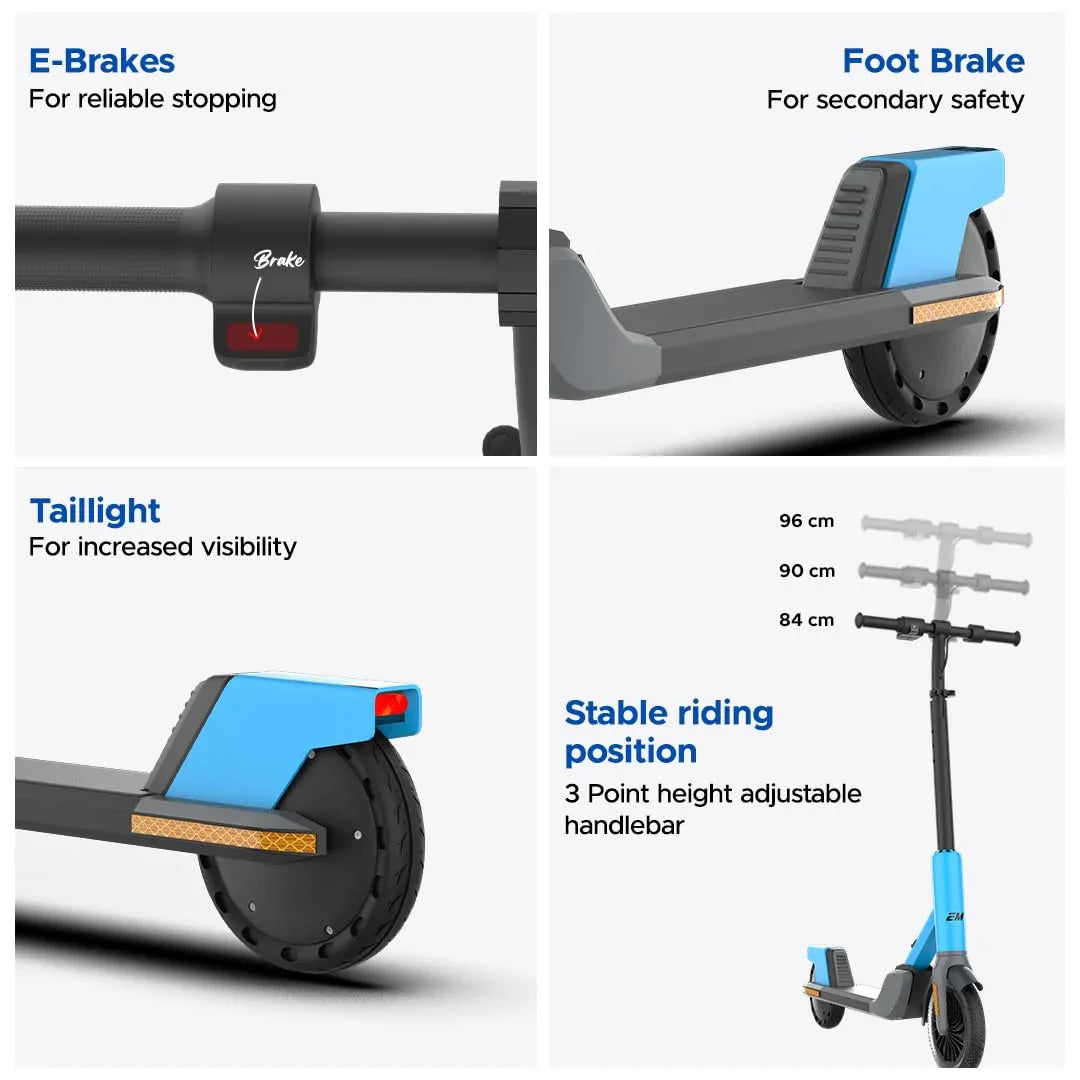 EMotorad Lil E Junior Electric Kick Scooter – Foldable Frame, 100W Motor, 2.6Ah Battery, for Kids 6+ Years - Jaiman Toys