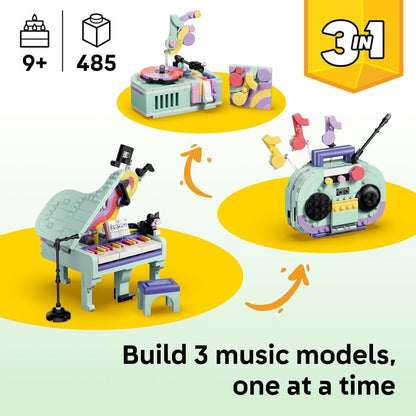LEGO 31392 Creator 3-in-1 Music Decor Piano Building Set | 485 Pieces | Creative Display & Home Decor Model