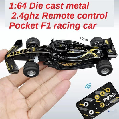 Trasped 1:64 Die-Cast Metal F1 Mini RC Racing Car with LED Lights – 2.4GHz Remote & App Control, USB Rechargeable Alloy Racing Car for Kids & Collectors (2 Variants)