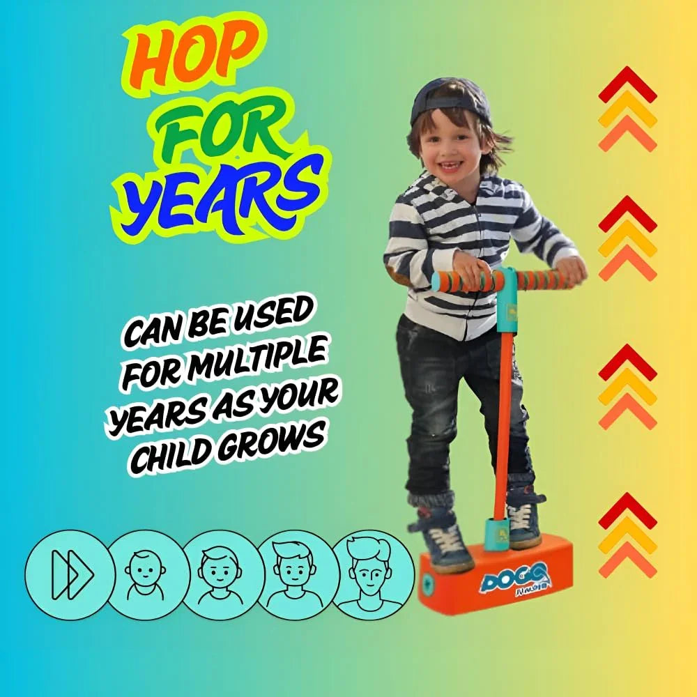 Innov8 Pogo Jumper, Kids Active Play Toy with Foam Base, Squeaking Sound, Indoor Outdoor Use, Ages 5+, Orange/Mint - Jaiman Toys