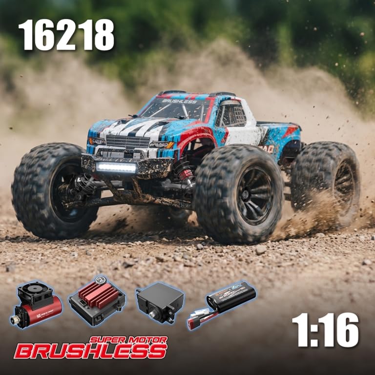 MJX Hyper Go 1:16 Scale 4WD Brushless RC Monster Truck | 2852 Brushless Motor, 45A ESC, 2.2kg Servo, 2.4GHz Ready-to-Run High-Speed Off-Road Remote Control Car
