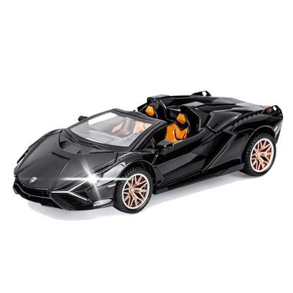 Lamborghini SIAN 1:32 Scale Die-Cast Metal Pull Back Toy Car – Black Model with Openable Doors, Sound & Light - Jaiman Toys